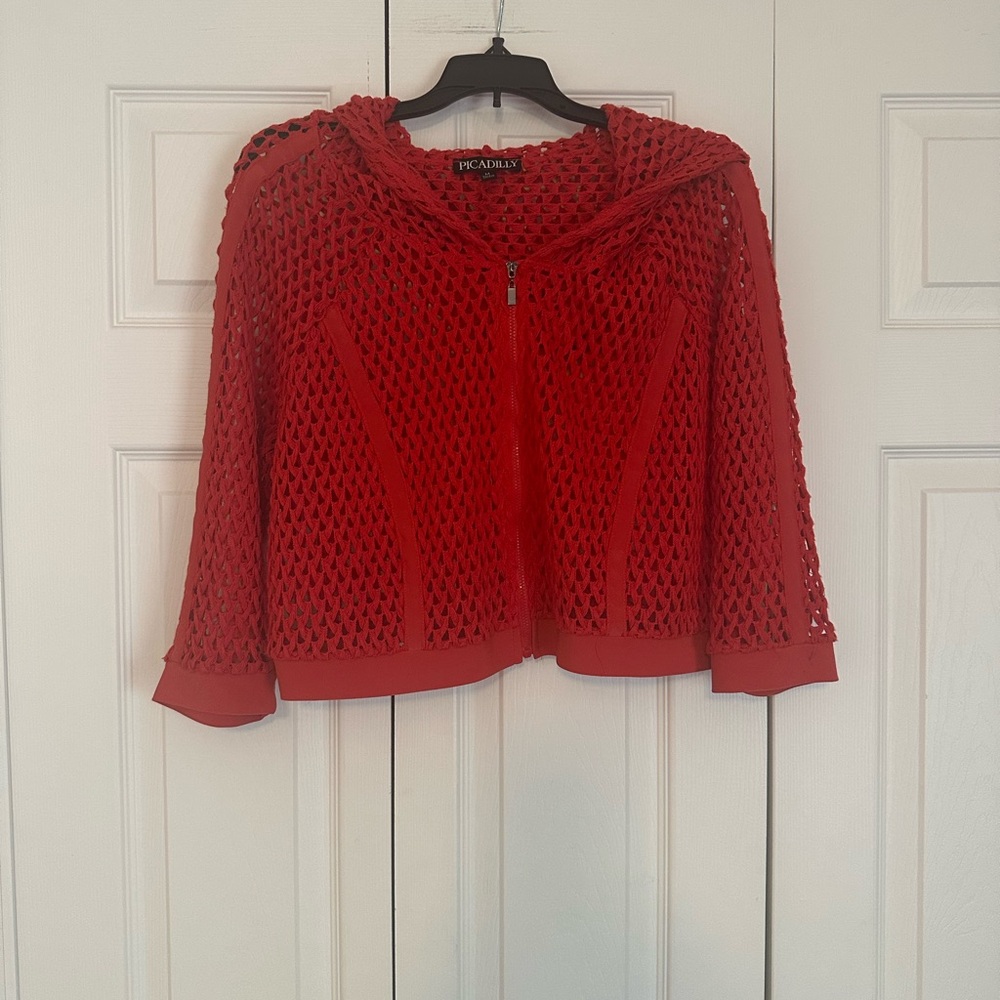 Picadilly Fashion Vibrant Open-Knit Cropped Cardigan